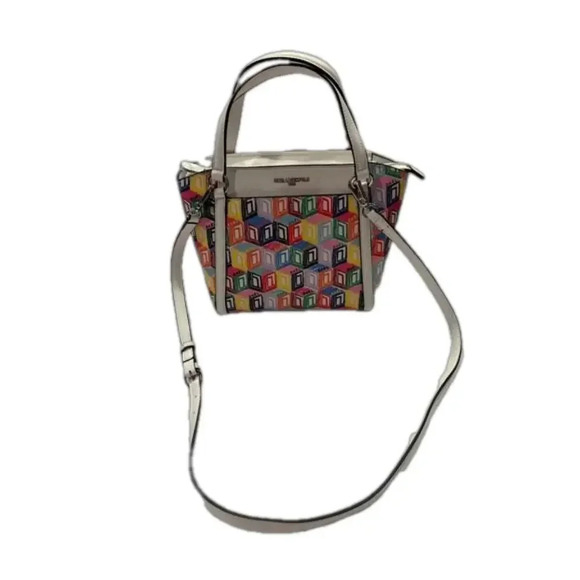 Karl Lagerfeld Paris Crossbody Bag Purse Monogram Cube Multi Color Rainbow NWT - Picture 1 of 12